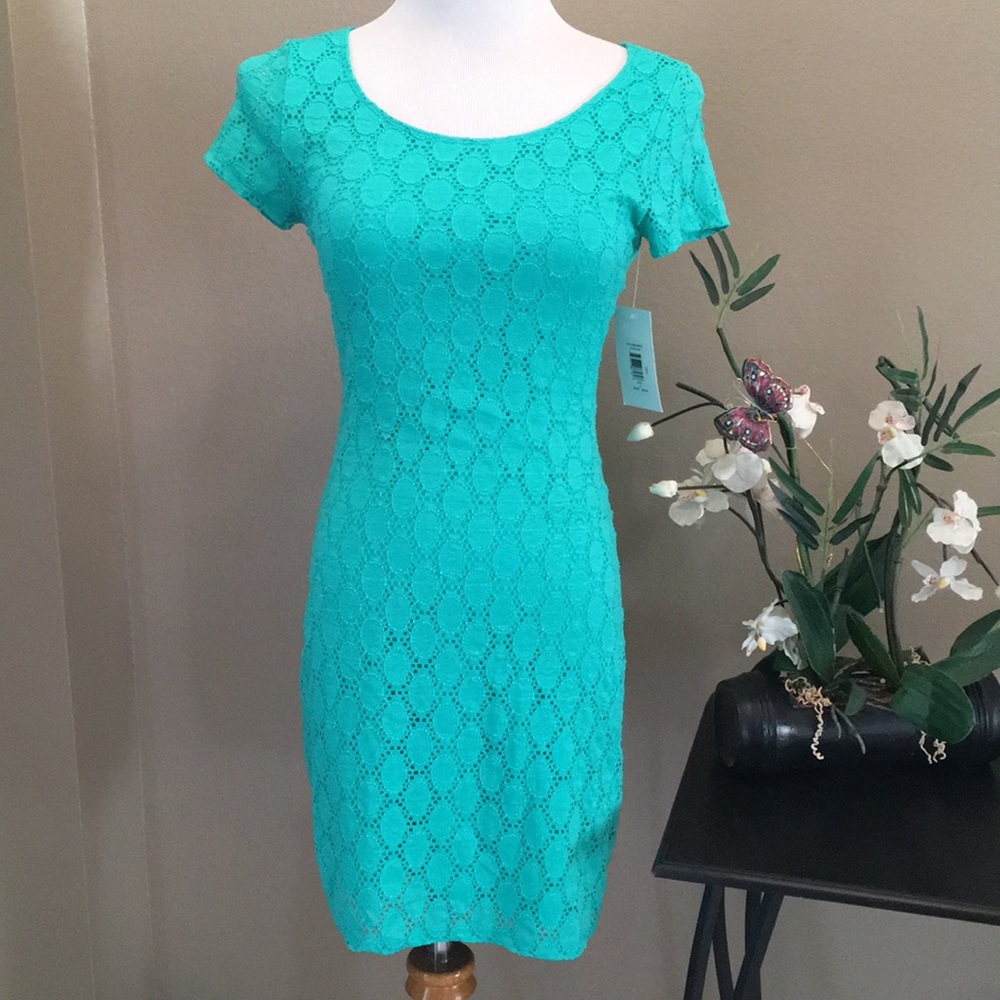 NWT Teal/Green Eyelet Dress